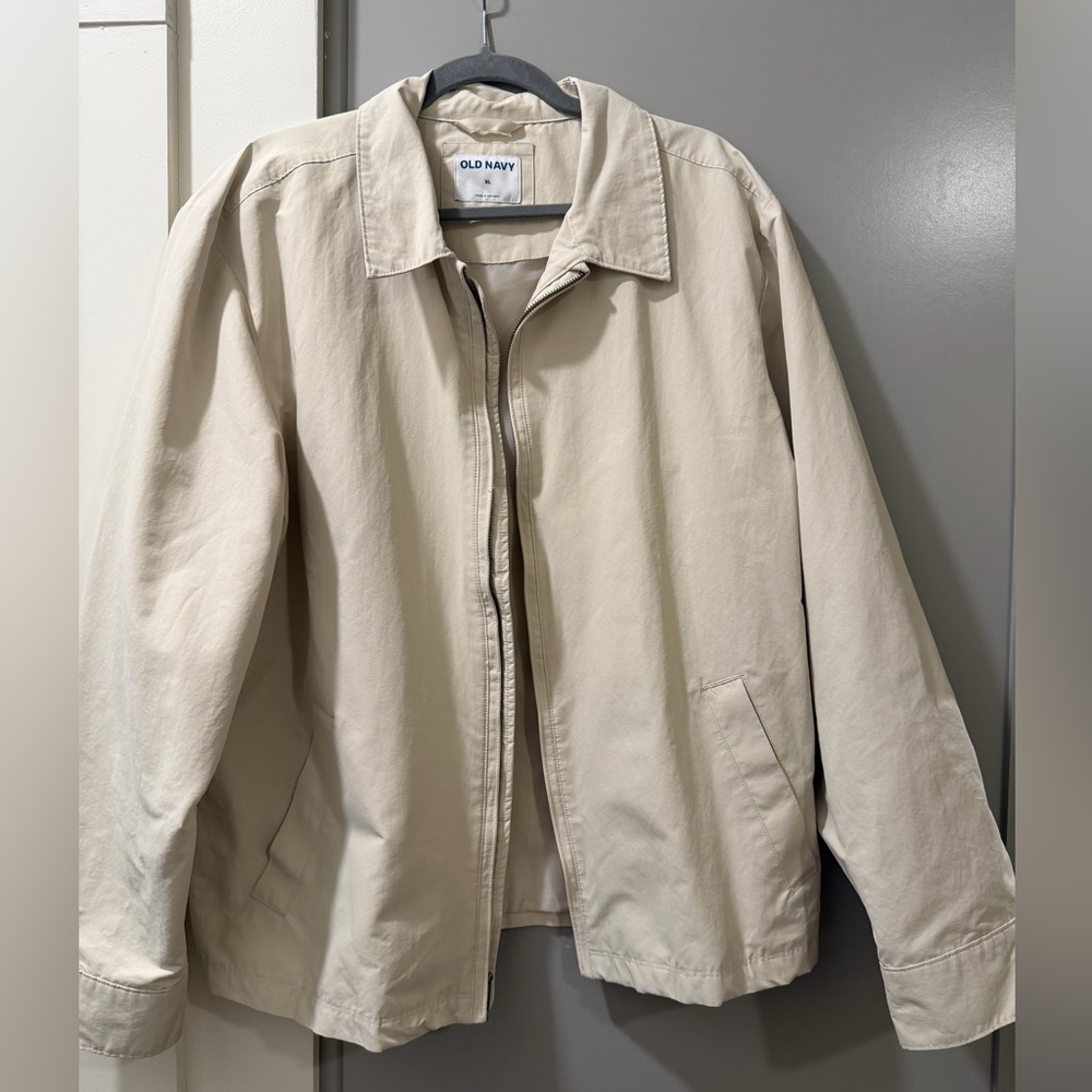 Old Navy Men's Light Beige Zip-Front Jacket